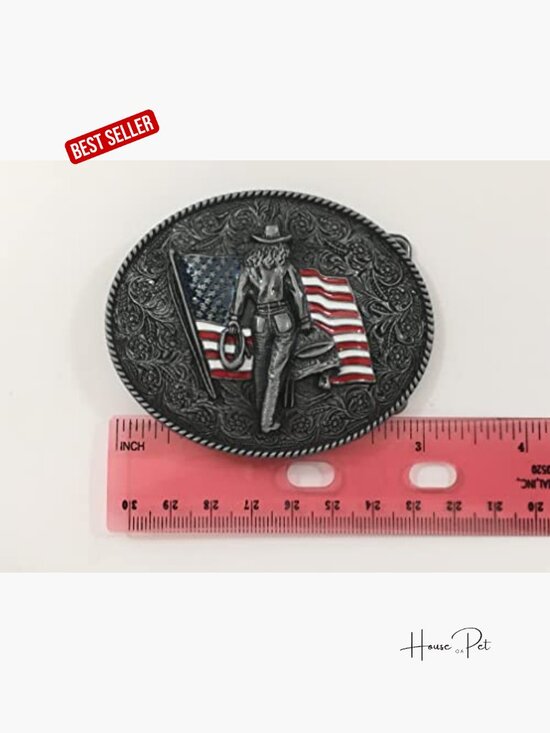 Western Cowgirl Belt Buckle USA Flag Floral Metal main image 5